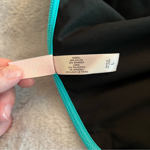 Victoria's Secret Racerbank Tankini bikini swimsuit, black & turquoise, L - Picture 11 of 12
